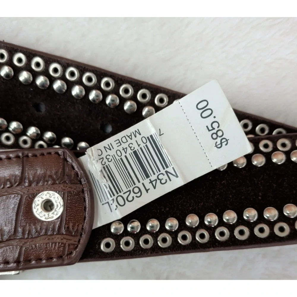 Nocona Western Belt Crystal Concho Gator Mahogany N3416202